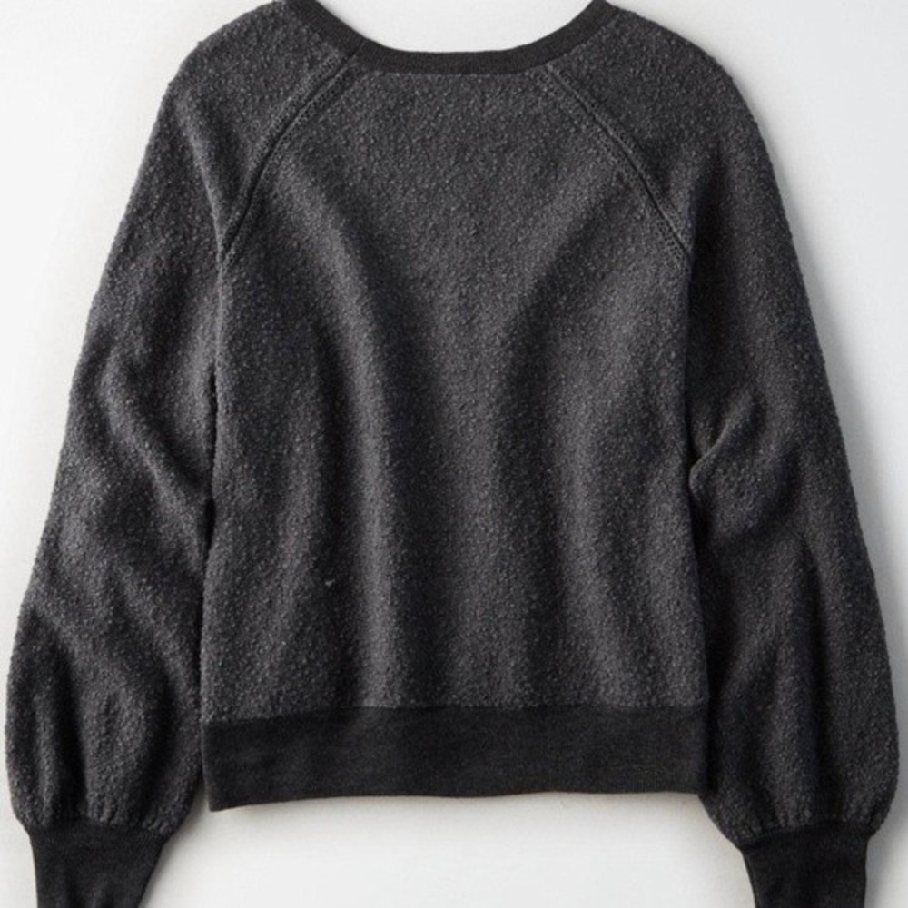 American Eagle Boucle Balloon Sleeve Sweater Size XL Gray - Picture 2 of 9